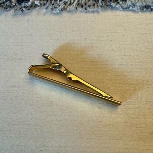 Vintage Gold Tone Tie Bar Retro Style - Picture 3 of 8